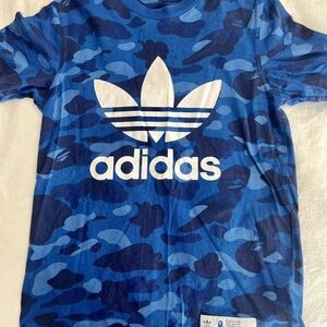Bape Adidas  Blue Camouflage Tee
